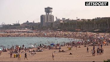 Public Pickup on a Crowded Beach Promenade… Tanned Brunette Agrees to Go Home and Get Fucked by a Stranger